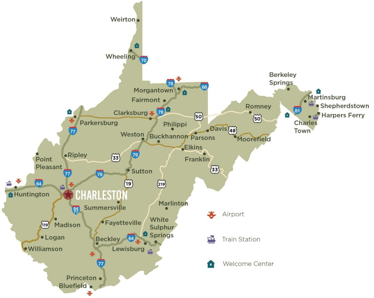 Travel Tools In West Virginia - Almost Heaven - West Virginia inside Airports in West Virginia Map