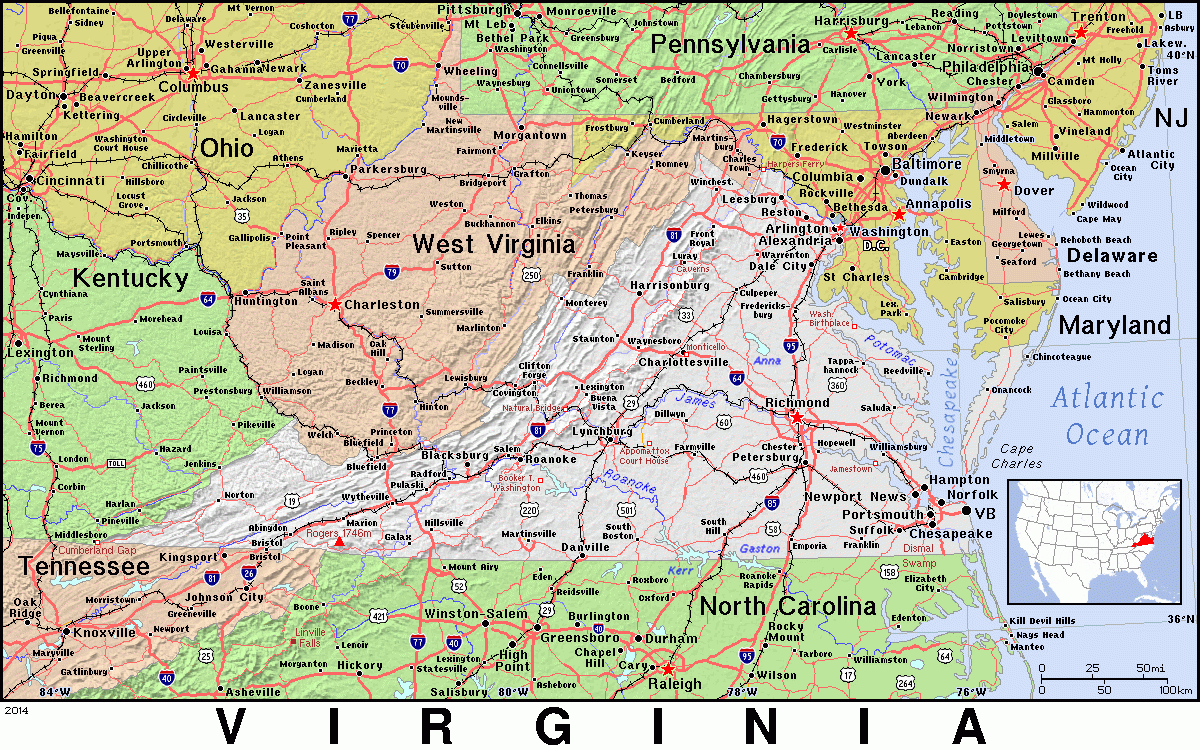 Va · Virginia · Public Domain Mapspat, The Free, Open Source with Map Of North Carolina Virginia Border