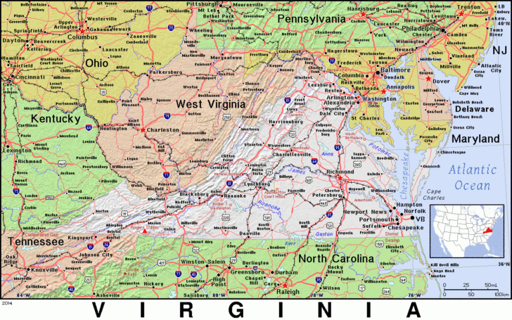 Map of Virginia Bordering States