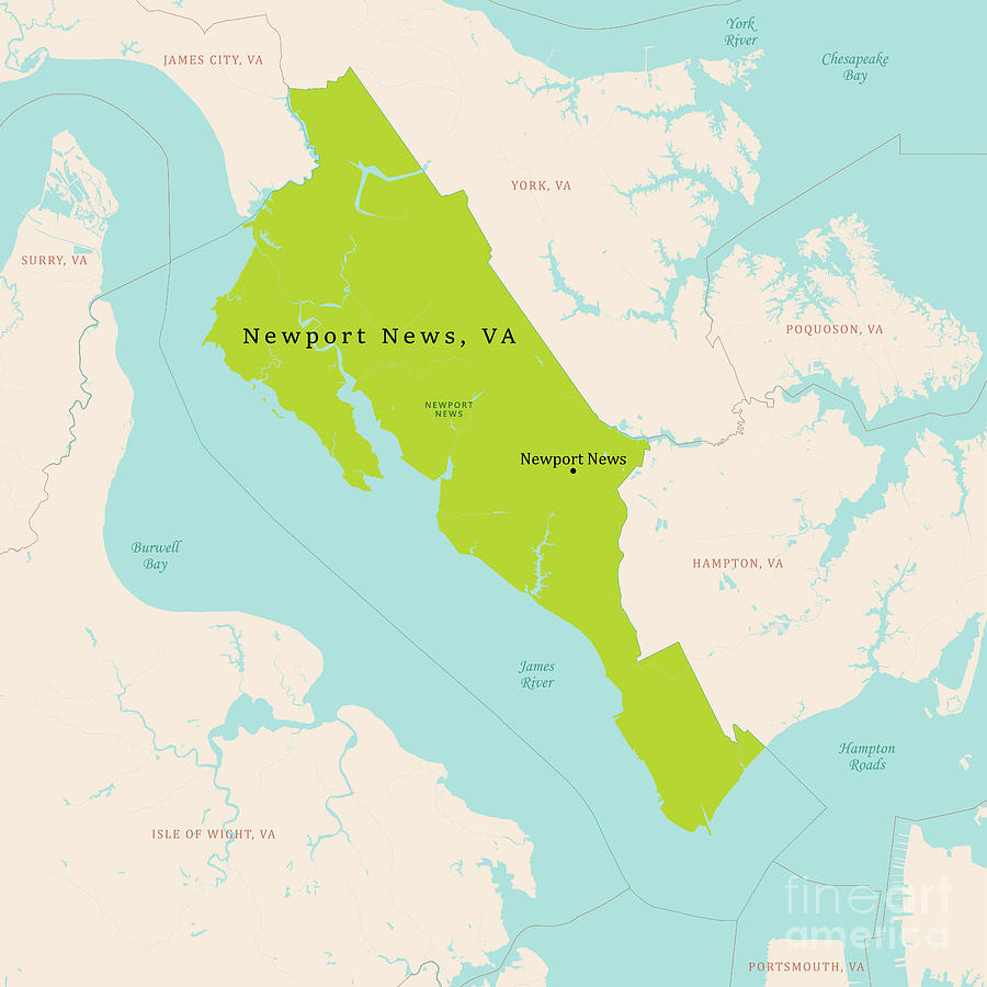 Va Newport News County Vector Map Greenfrank Ramspott in Map of Virginia Newport News