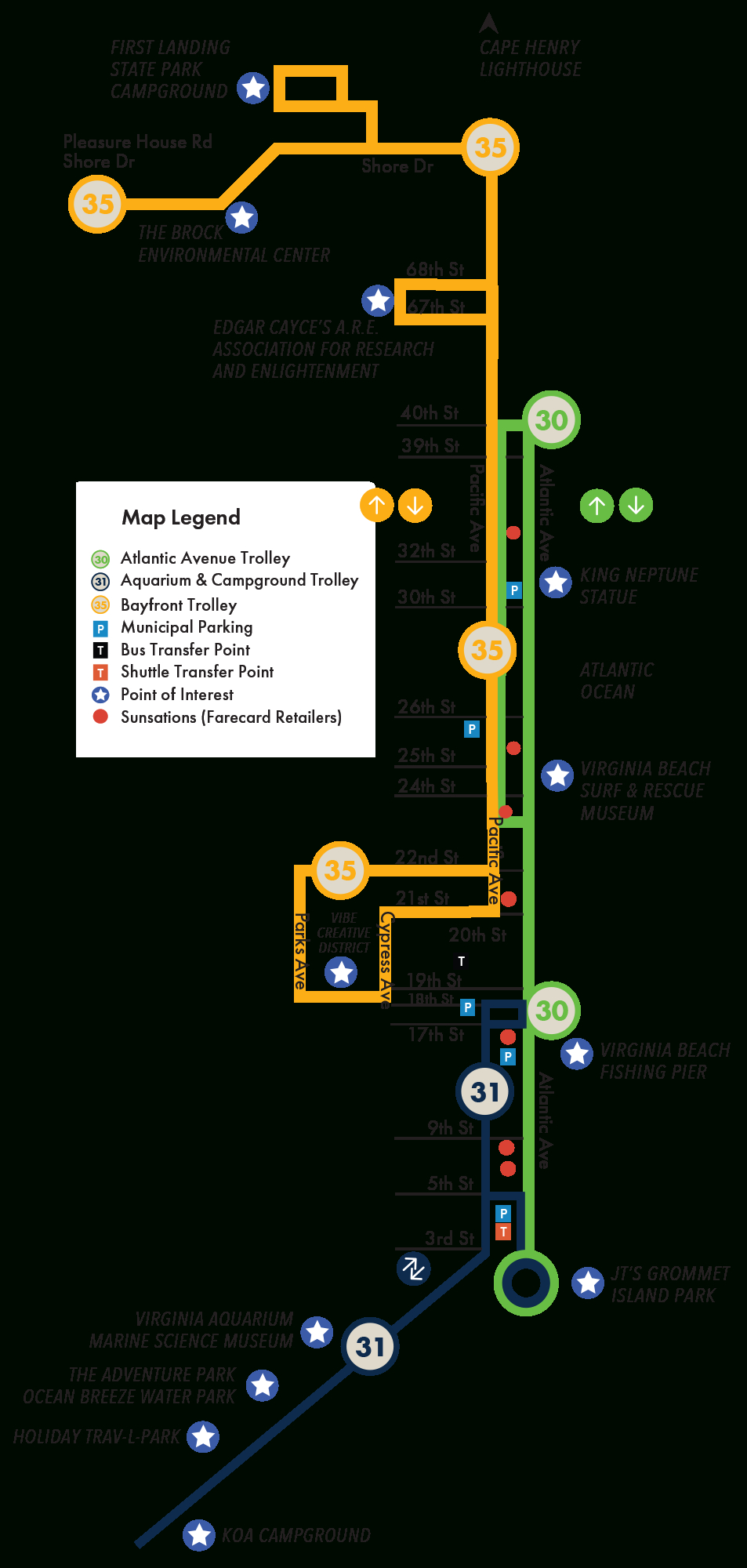 Vb Wave &amp;amp; Bayfront Shuttle – Hampton Roads Transit intended for Virginia Beach Bus Routes Map