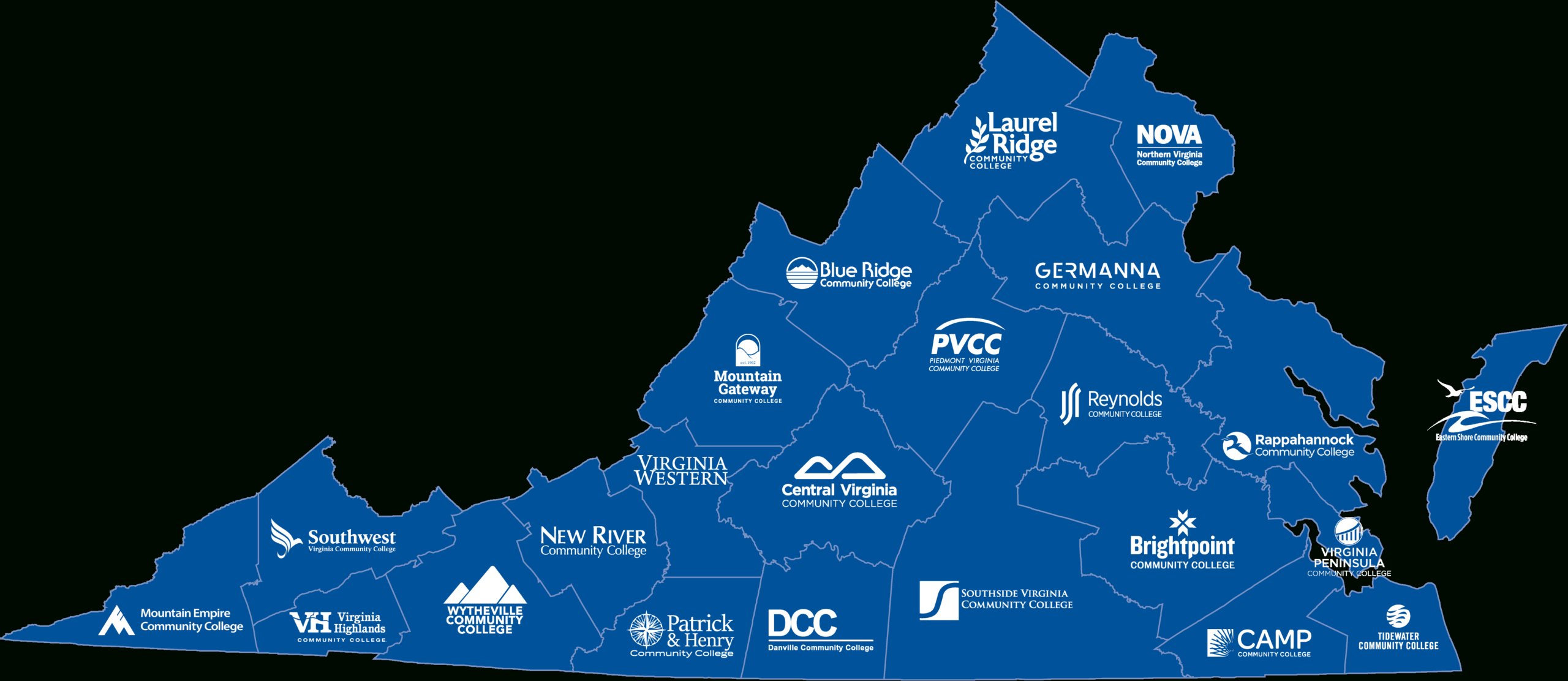 Vccs 23Schools Map | Fast Forward within Map Of Colleges In Virginia
