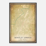 Vintage Berkeley Springs West Virginia Map Poster, Berkeley Springs Wv City  Road Wall Art Print   Custom Maps & Posters Inside Berkeley Springs West Virginia Map