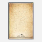 Vintage Clay West Virginia Map Poster, Clay Wv City Road Wall Art Print    Custom Maps & Posters Regarding Map Of Clay West Virginia