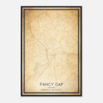 Vintage Fancy Gap Virginia Map Poster, Fancy Gap Va City Road Wall Art  Print   Custom Maps & Posters For Map Of Fancy Gap Virginia