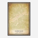 Vintage Hurricane West Virginia Map Poster, Modern Home Decor Wall Art  Print   Custom Maps & Posters Throughout Map Of Hurricane West Virginia
