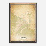 Vintage Keyser West Virginia Map Poster, Modern Home Decor Wall Within Map Of Keyser West Virginia