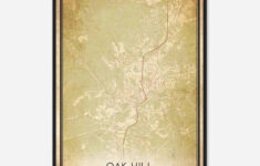 Vintage Oak Hill West Virginia Map Poster, Modern Home Decor Wall Art Print  - Custom Maps &amp; Posters for Map of Oak Hill West Virginia