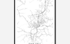 Vintage Oak Hill West Virginia Map Poster, Modern Home Decor Wall inside Oak Hill West Virginia Map