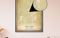 Vintage Paw Paw West Virginia Map Poster, Paw Paw Wv City Road Wall Art  Print - Custom Maps &amp; Posters throughout Paw Paw West Virginia Map