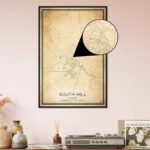 Vintage South Hill Virginia Map Poster, South Hill Va City Road Wall Art  Print   Custom Maps & Posters Pertaining To Map Of South Hill Virginia