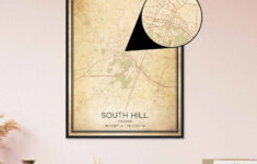 Vintage South Hill Virginia Map Poster, South Hill Va City Road Wall Art  Print - Custom Maps &amp; Posters pertaining to Map of South Hill Virginia