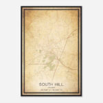 Vintage South Hill Virginia Map Poster, South Hill Va City Road Wall Art  Print   Custom Maps & Posters Throughout Map Of South Hill Virginia