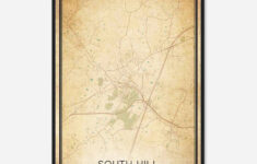 Vintage South Hill Virginia Map Poster, South Hill Va City Road Wall Art  Print - Custom Maps &amp; Posters throughout Map Of South Hill Virginia