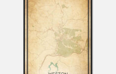 Vintage Weston West Virginia Map Poster, Weston Wv City Road Wall Art Print  - Custom Maps &amp; Posters intended for Map Of Weston West Virginia