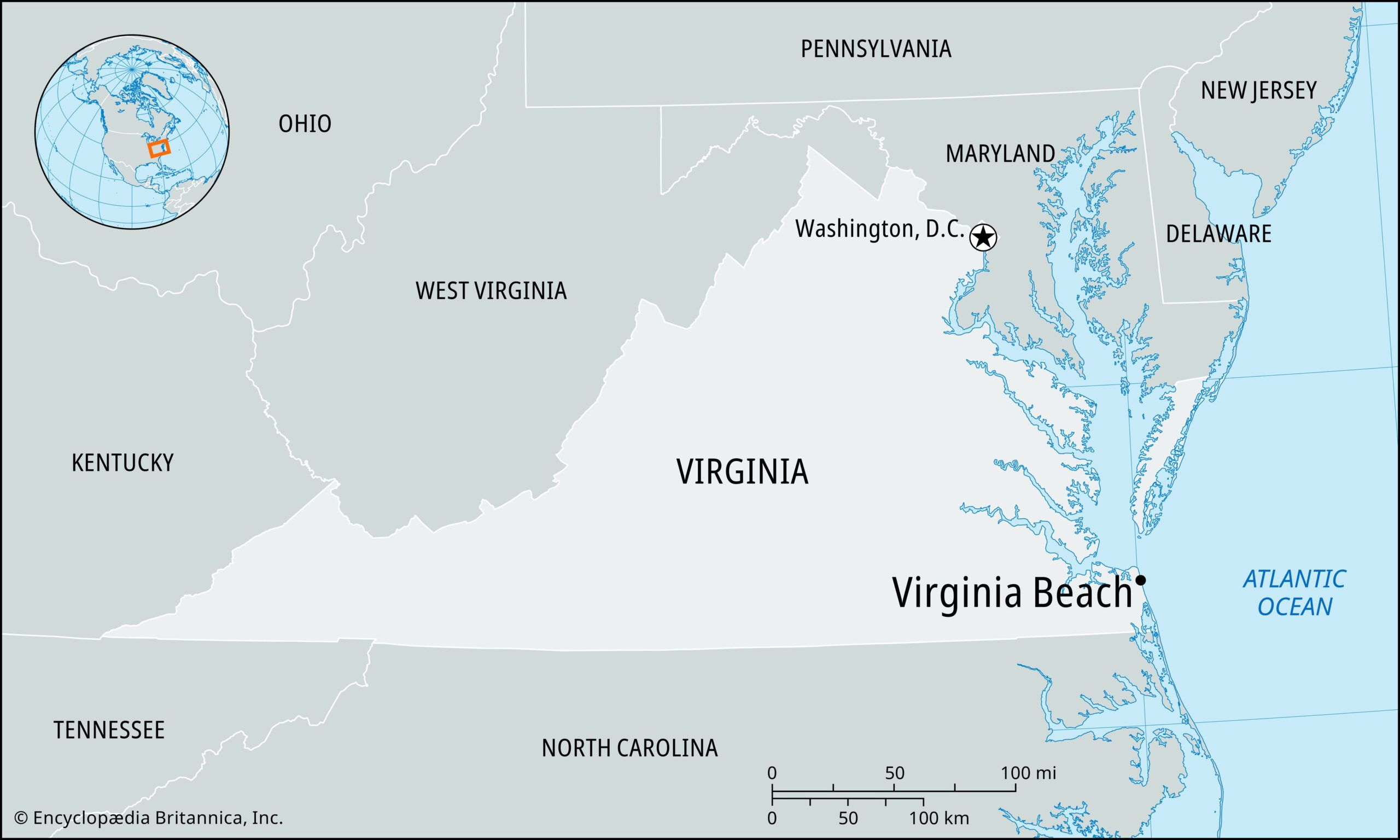 Virginia Beach | Atlantic Coast, Tourism, Map, &amp;amp; Facts | Britannica for Virginia Beach on the Map