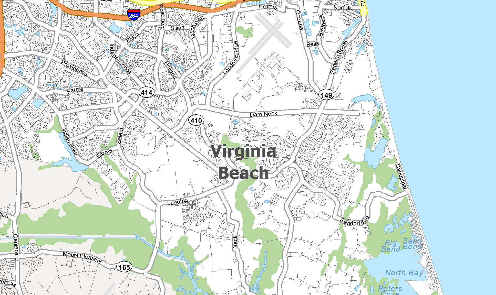 Virginia Beach Map, Virginia - Gis Geography inside Street Map of Virginia Beach