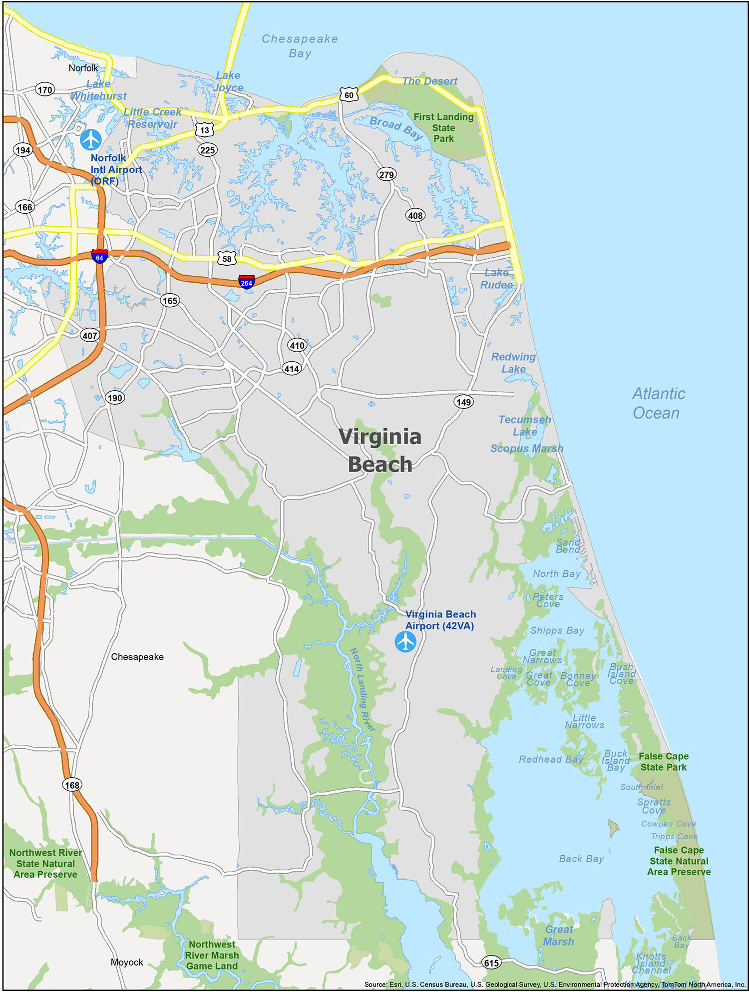 Virginia Beach Map, Virginia - Gis Geography intended for Virginia Beach Va on Map