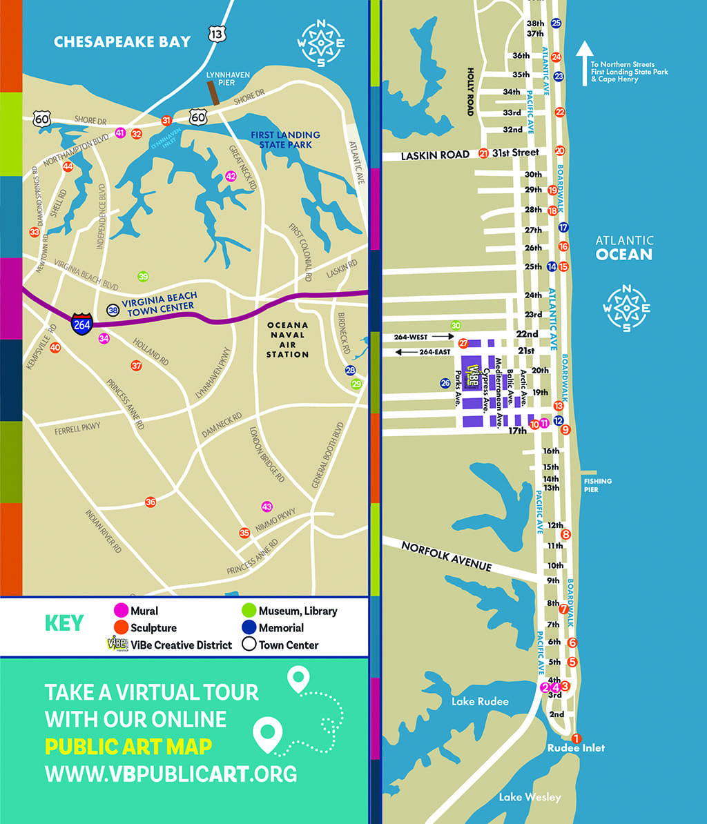 Virginia Beach Public Art | Virginia Beach Visitors Guide inside Map of Virginia Beach Va Boardwalk