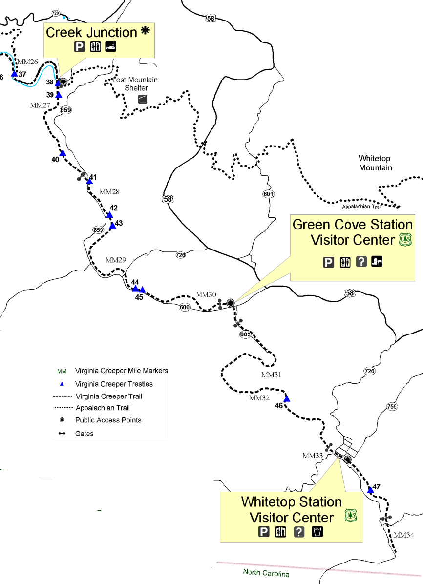 Virginia-Carolina Railroad (Virginia Creeper) for Map of the Virginia Creeper Trail