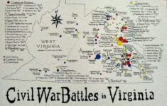Virginia Civil War Map - Etsy regarding Civil War Battles In Virginia Map