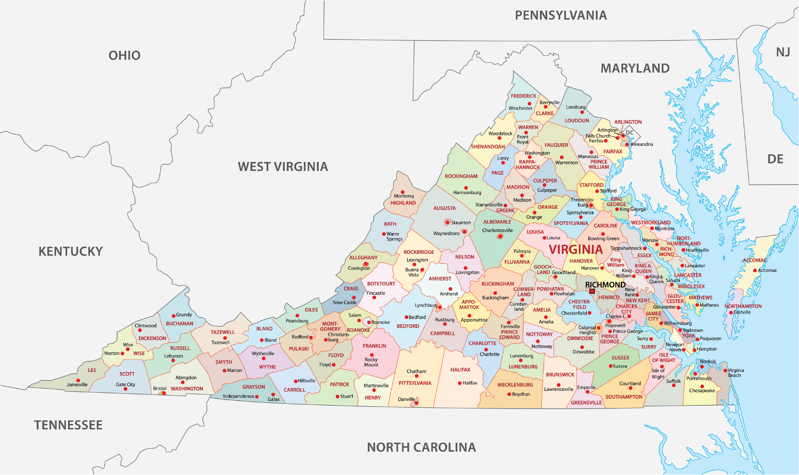 Virginia Counties Map | Mappr pertaining to Virginia County Map With Zip Codes