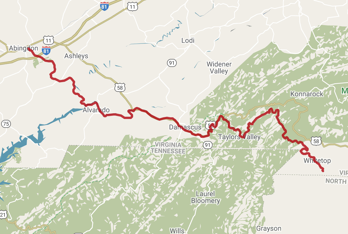 Virginia Creeper Trail - Leisure Travel Vans pertaining to Virginia Creeper Trail Map