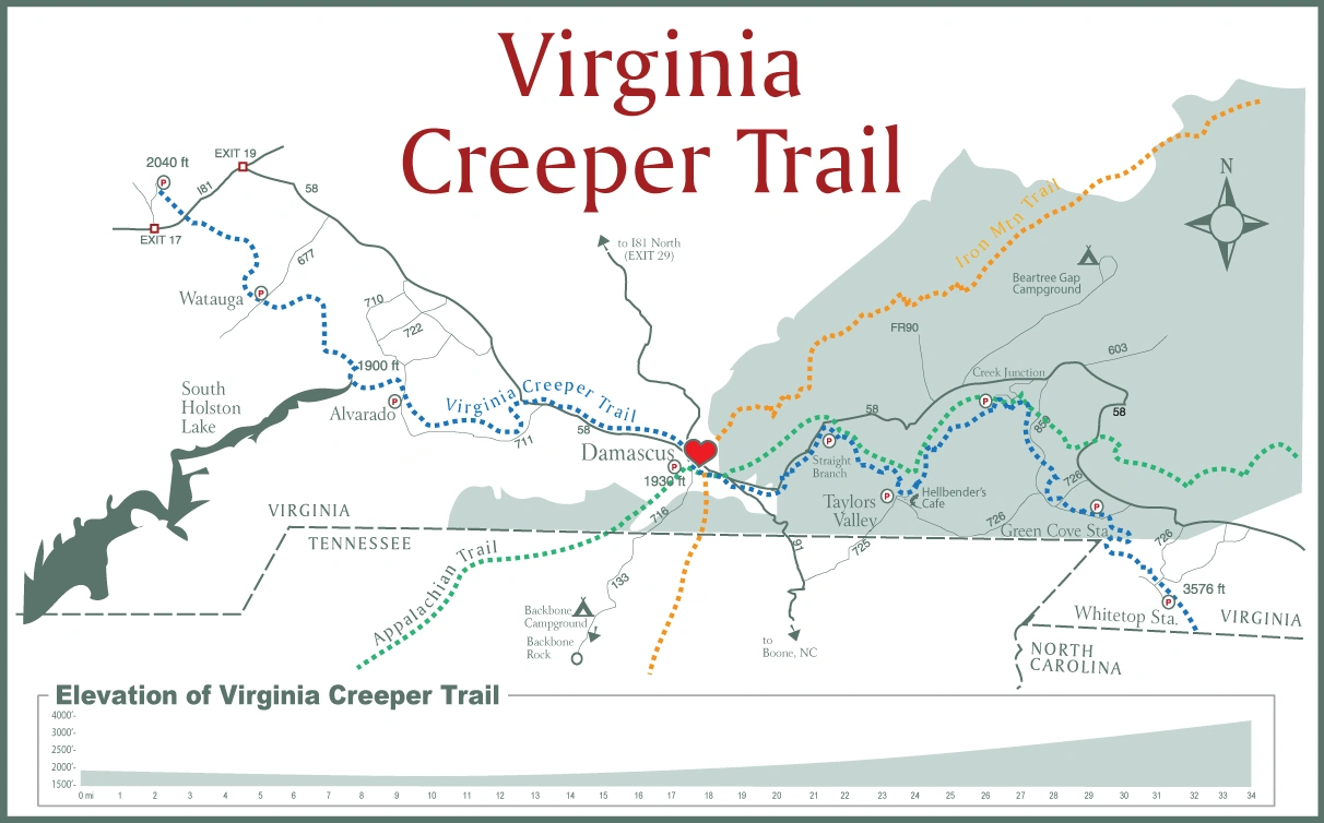 Virginia Creeper Trail Maps regarding Virginia Creeper Trail Map