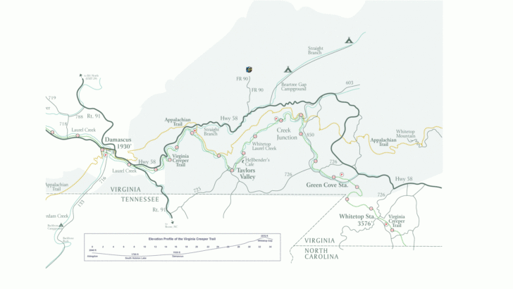 Map of the Virginia Creeper Trail