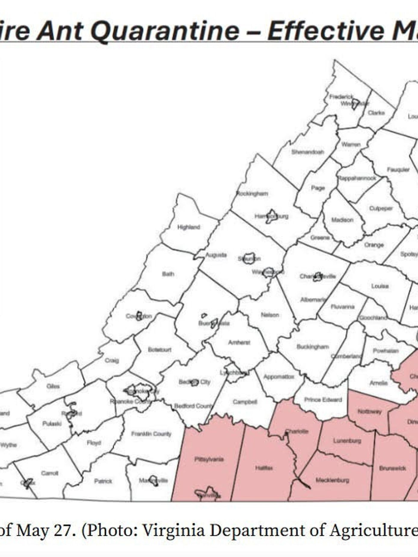 Virginia Department Of Agriculture Warns Residents Of Fire Ant within Fire Ant Quarantine Map Virginia