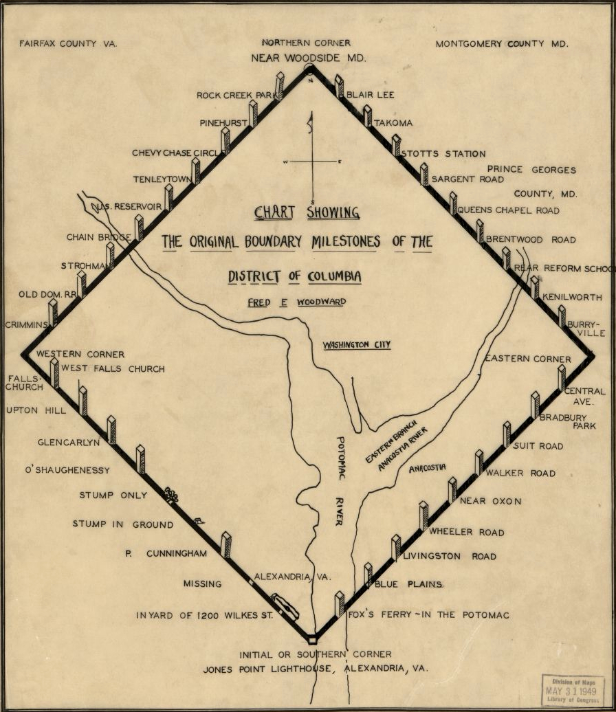 Virginia-District Of Columbia Boundary within Map Of Washington Dc Area And Virginia