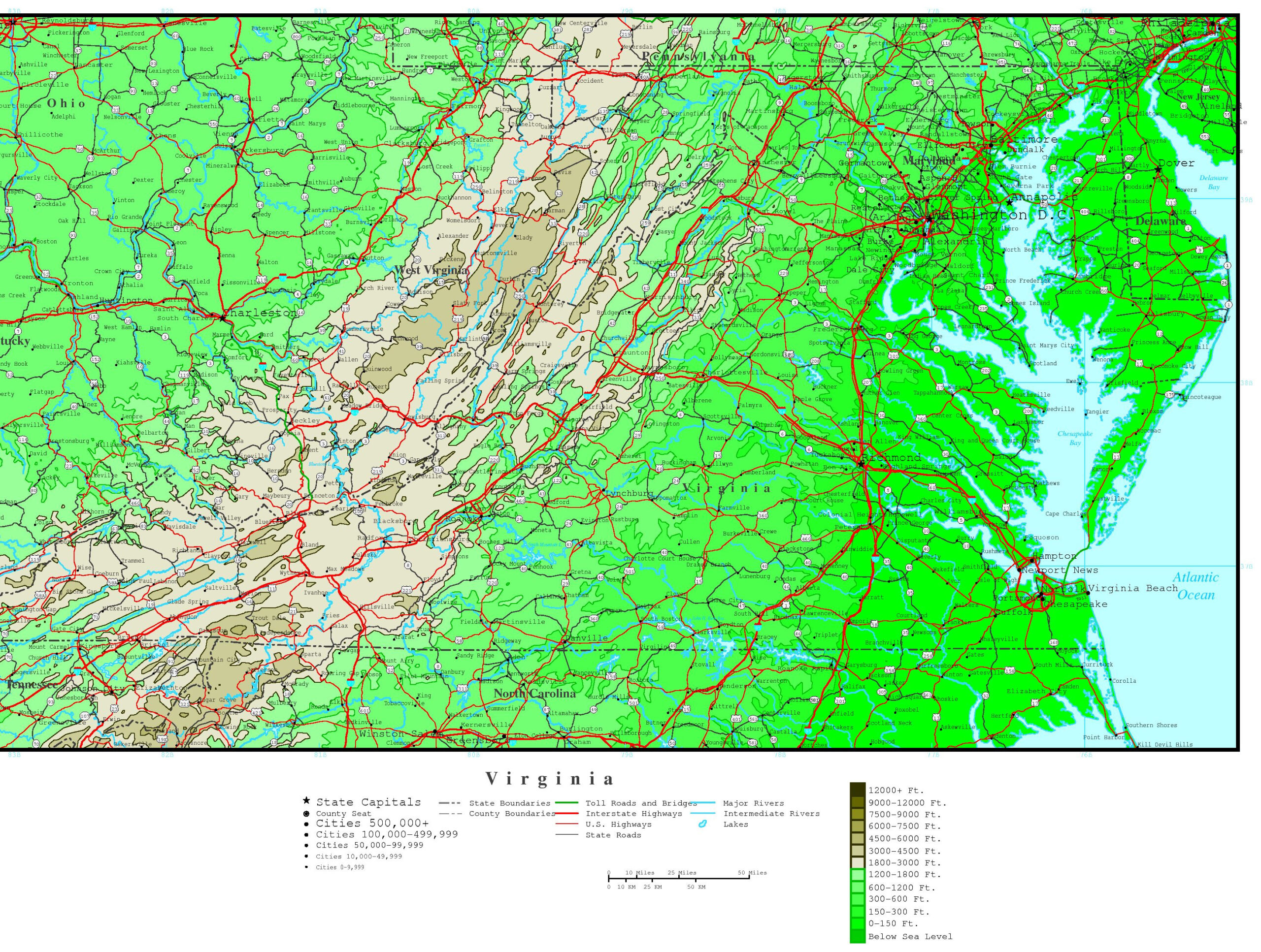 Virginia Elevation Map with Topographic Map Of Virginia Beach