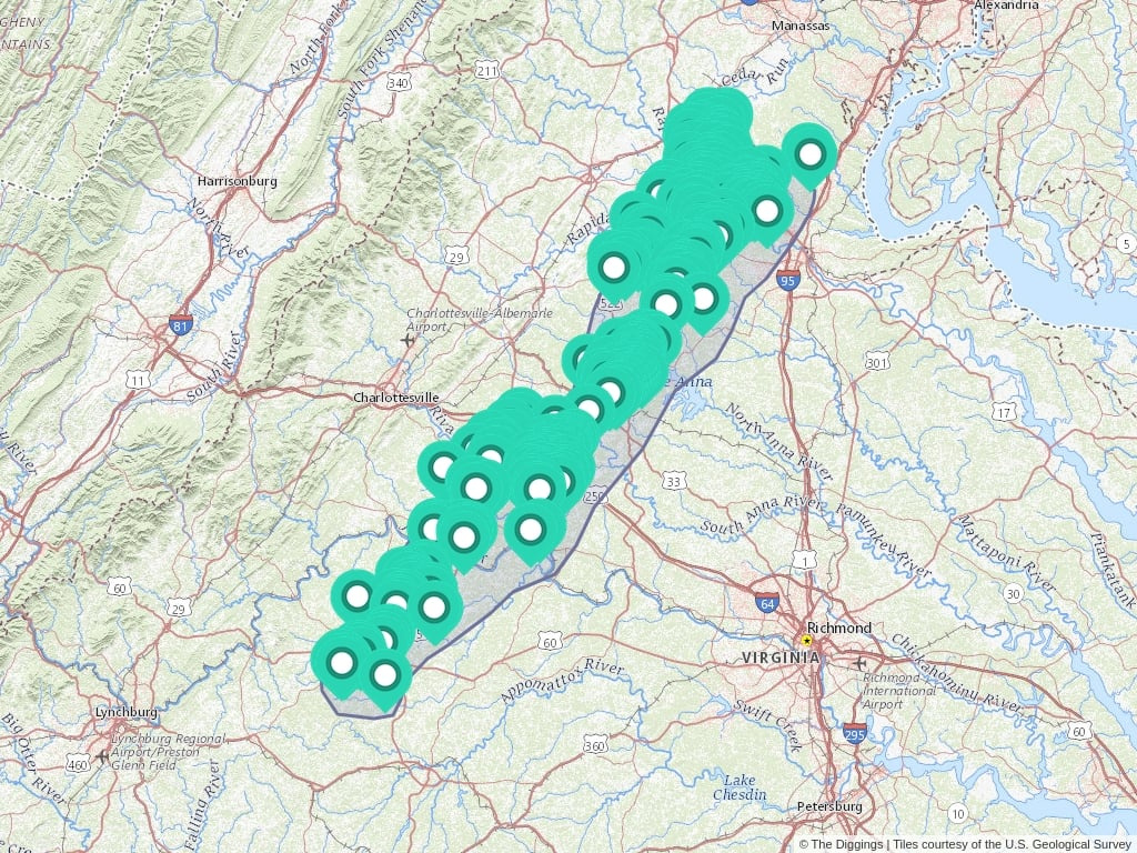 Virginia Gold Pyrite Belt Mining District, Virginia | The Diggings™ regarding Virginia Gold Pyrite Belt Map