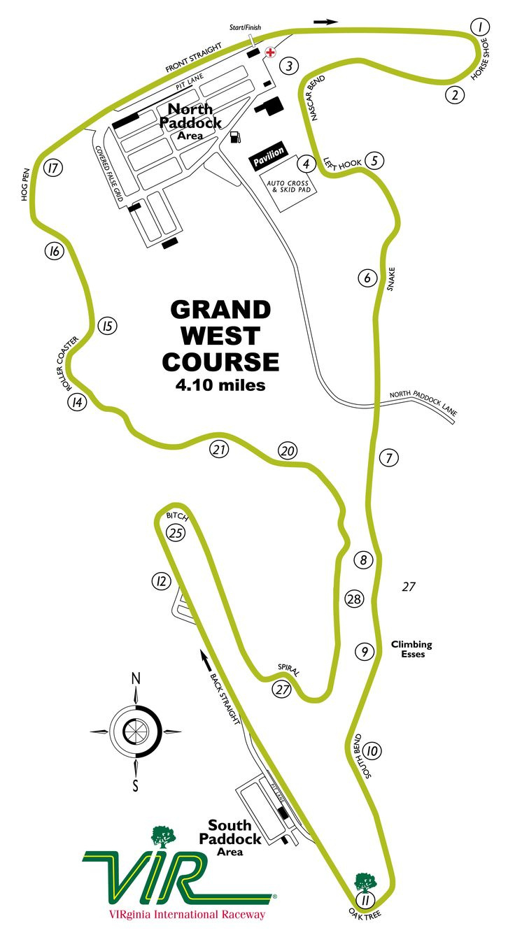 Virginia International Raceway (Usa) with Virginia City Grand Prix Course Map