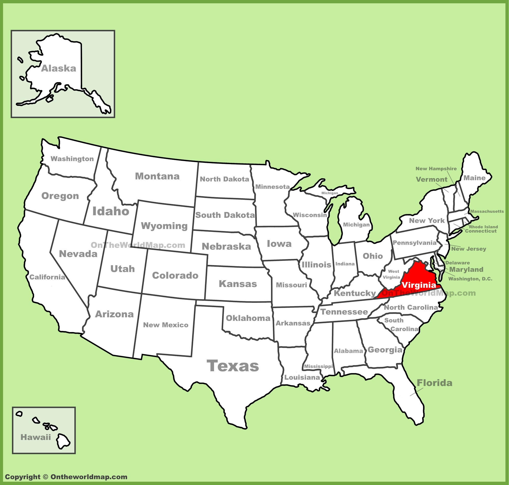 Virginia Location On The U.s. Map - Ontheworldmap with Virginia Located On A Map
