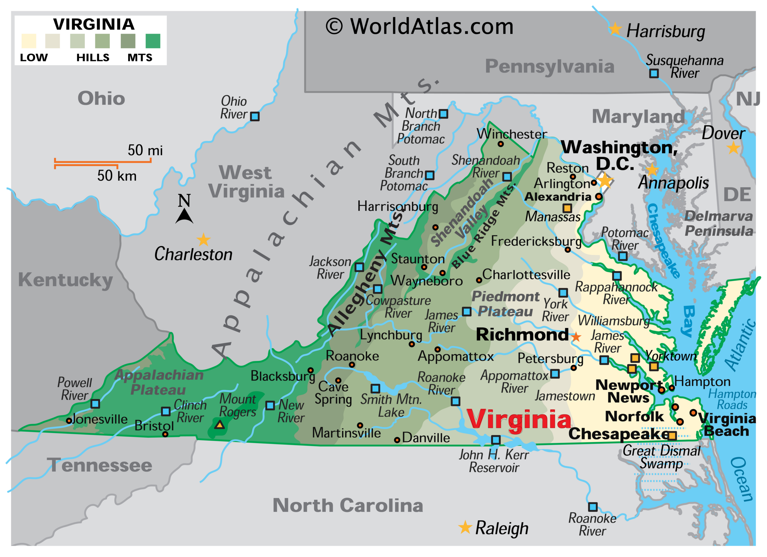 Virginia Maps &amp;amp; Facts - World Atlas with regard to State Map Of Virginia