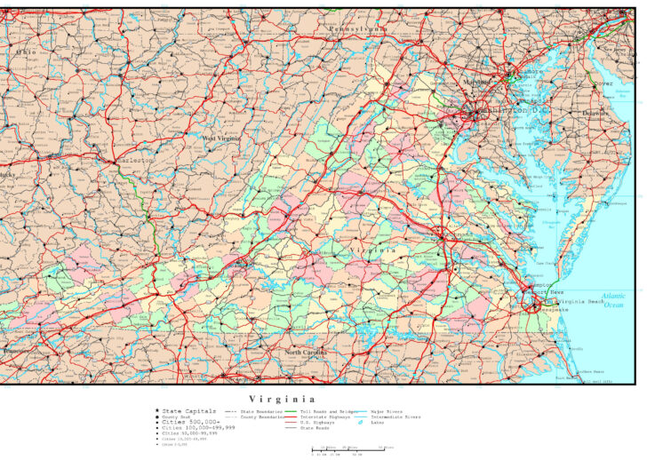 Political Map of Virginia State