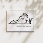Virginia Ski Resorts Map   Travel Wall Art Decor   Etsy Intended For Ski Areas In Virginia Map