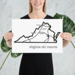 Virginia Ski Resorts Map   Travel Wall Art Decor   Etsy Regarding Map Of Virginia Ski Resorts