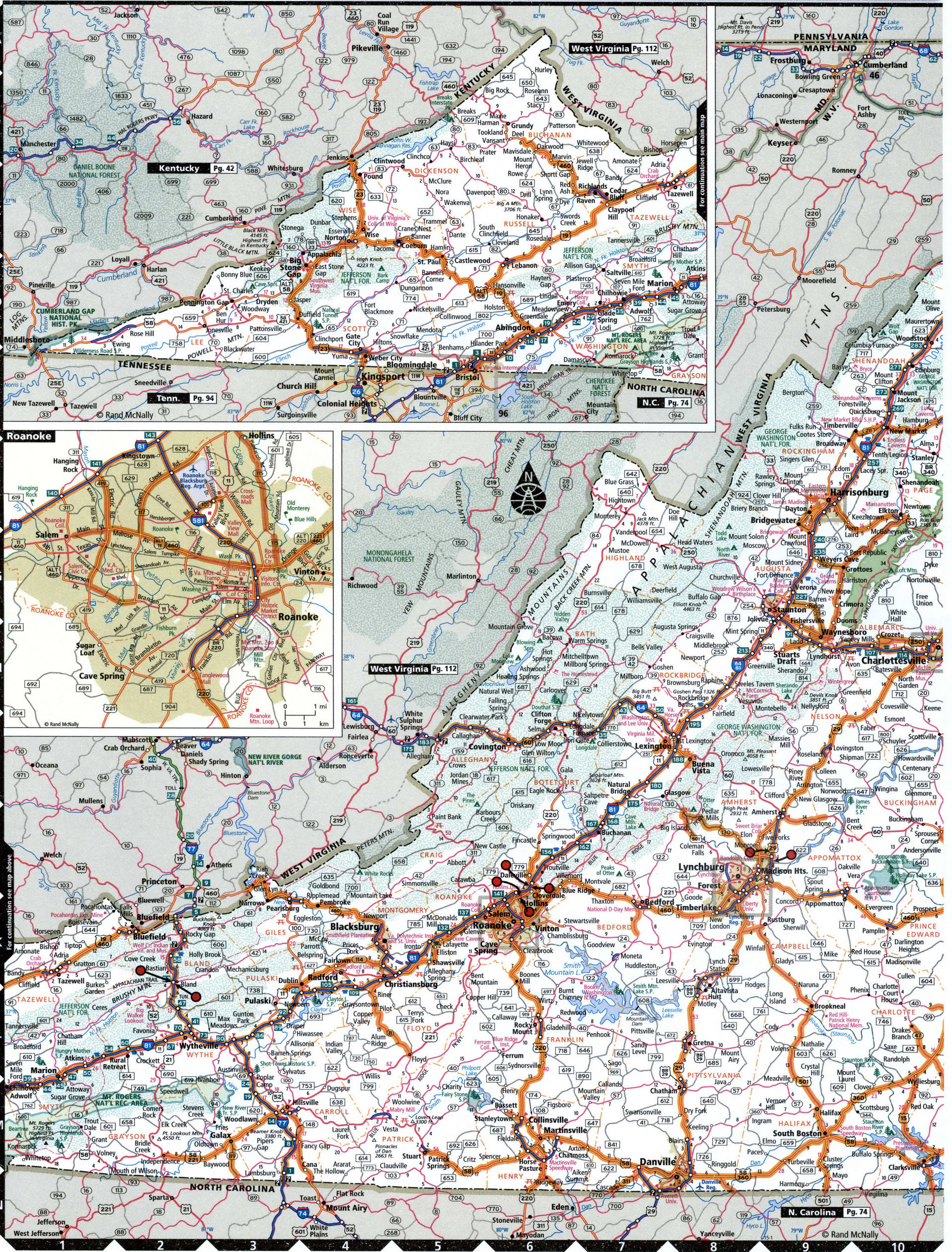Virginia State Highway Map With Truck Routes Area Town Roads Map intended for Virginia Truck Restricted Routes Map