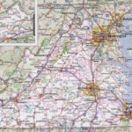 Virginia State Road Map Bild Poster Fotodruck Stadt County Straßen Throughout Road Atlas Map Of Virginia