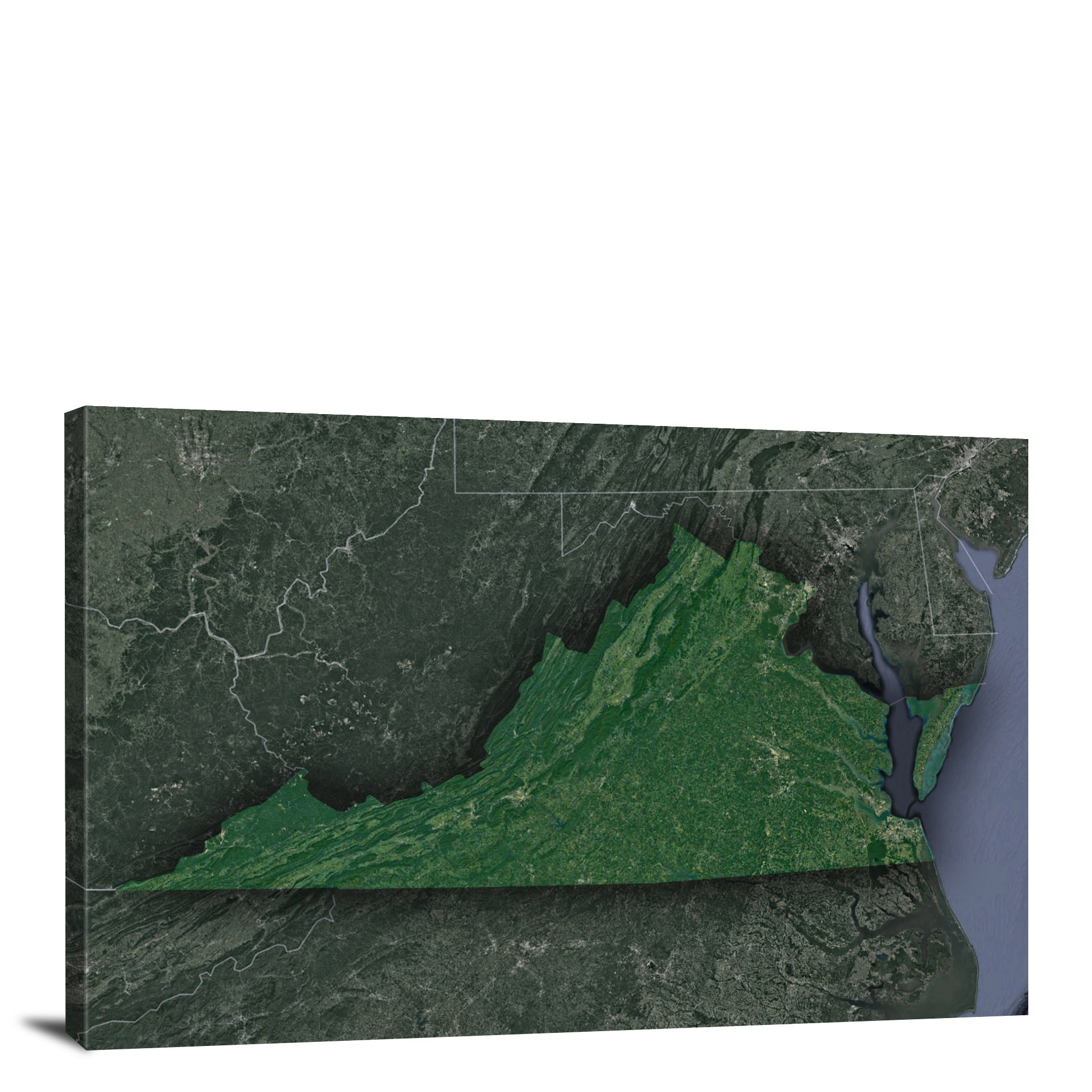 Virginia-State Satellite Map, 2022 - Canvas Wrap throughout Hd Satellite Map Of Virginia State