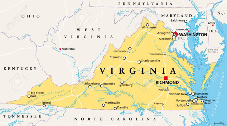 State of Virginia on the Map