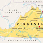 Virginia, Va, Politische Karte. Commonwealth Von Virginia. Staat Throughout Mapa Del Estado De Virginia