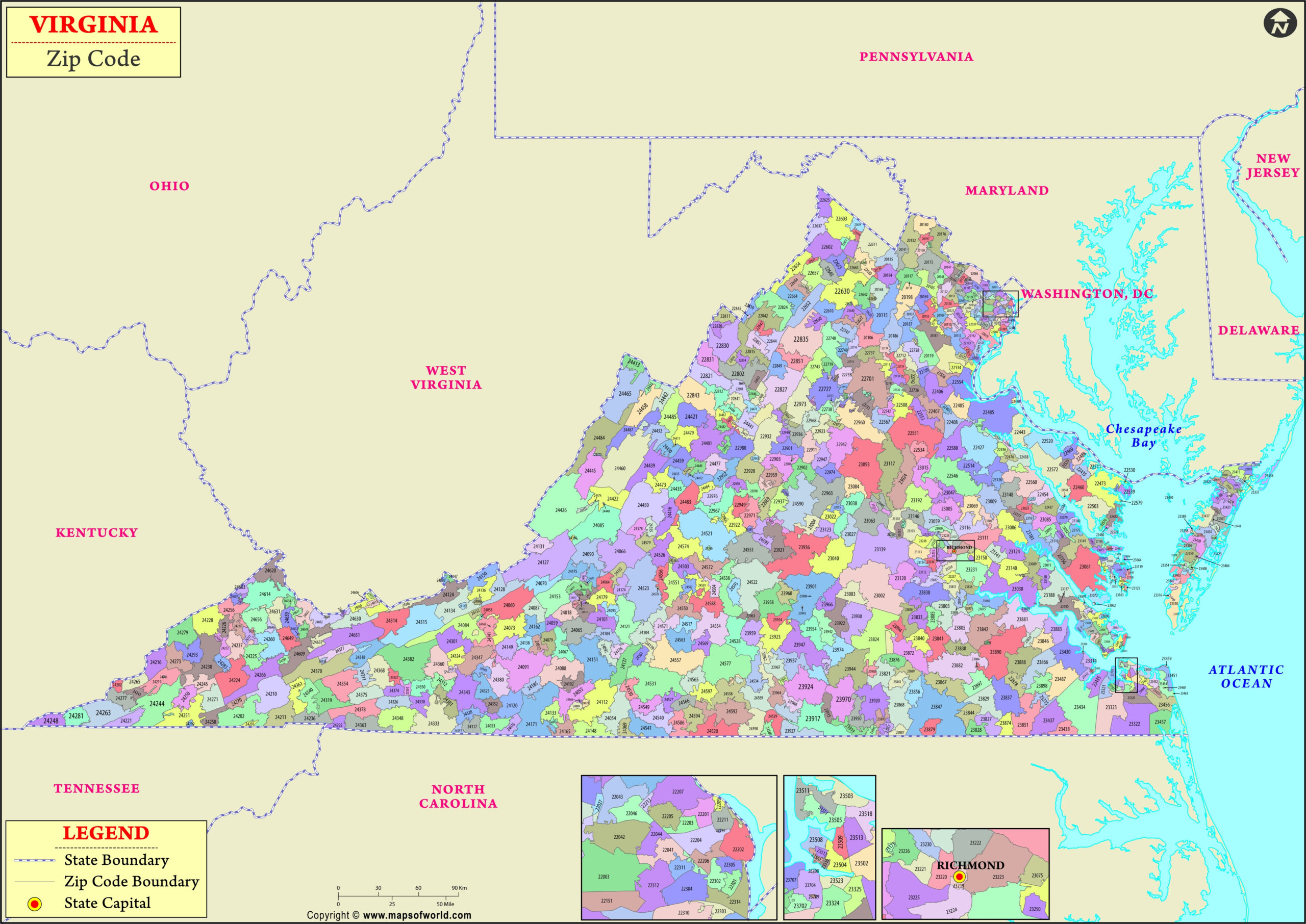 Virginia Zip Codes | Map Of Virginia With Zip Codes | List in Zip Code Map For Virginia