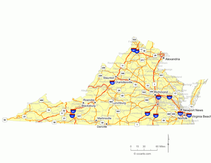 State of Virginia Road Map