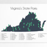 Virginia'S State Parks, Va State Parks Checklist Map Poster Print In Virginia State Parks Map