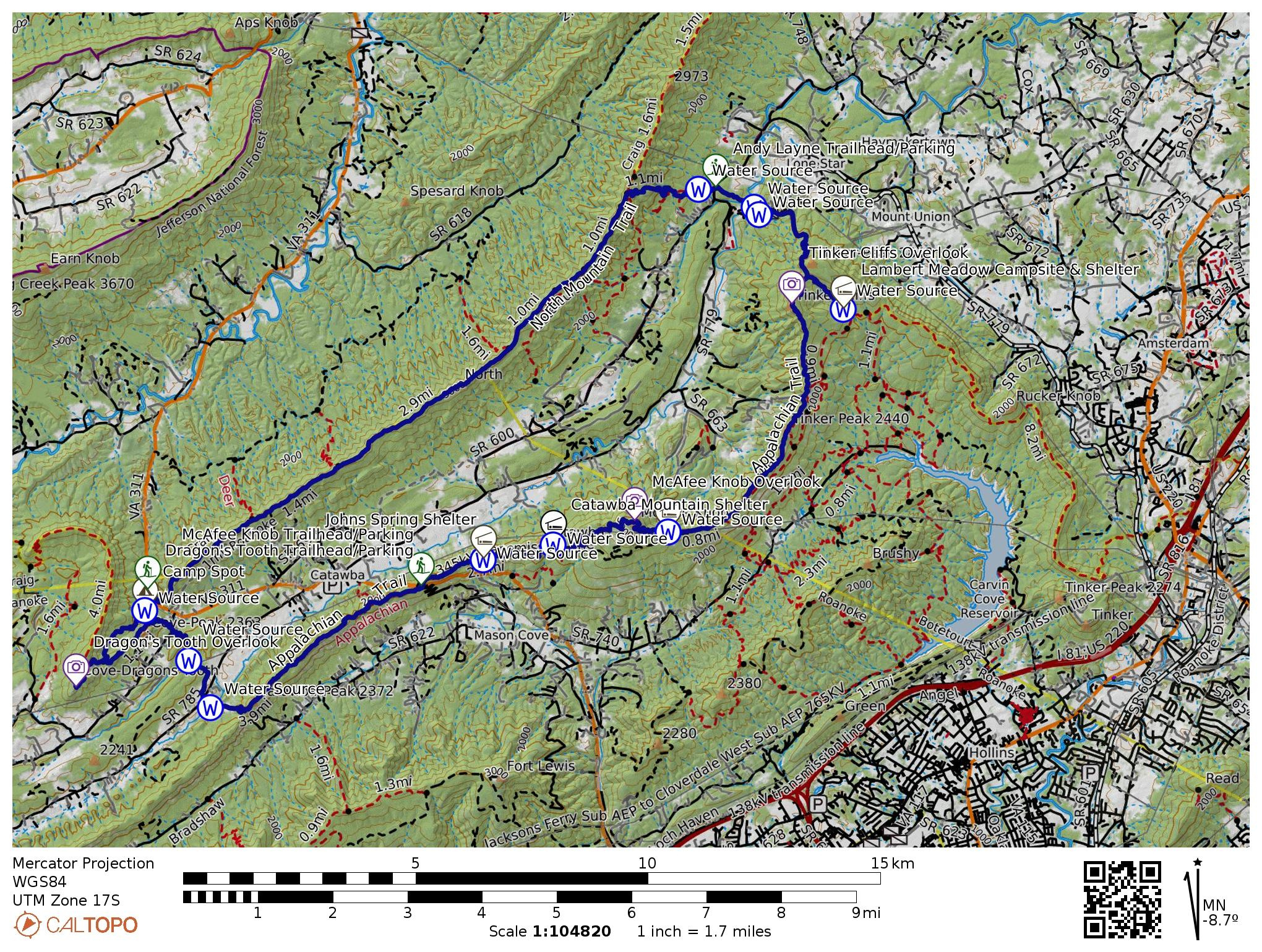 Virginia&amp;#039;S Triple Crown Loop Hike – 5 Day Alternative – Rev. Dr for Virginia Triple Crown Loop Map