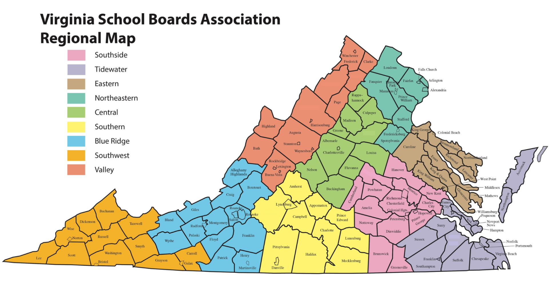 Vsba Regions - Vsba with Virginia Beach School District Map