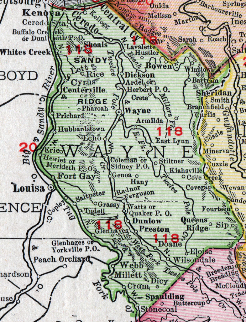 Wayne County, West Virginia 1911 Maprand Mcnally, Kenova for Wayne County West Virginia Map
